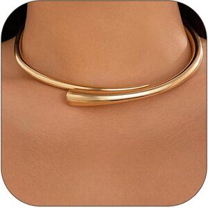 Gold Collar Necklace for Women - Trendy African Jewelry, Minimalist, Statement C